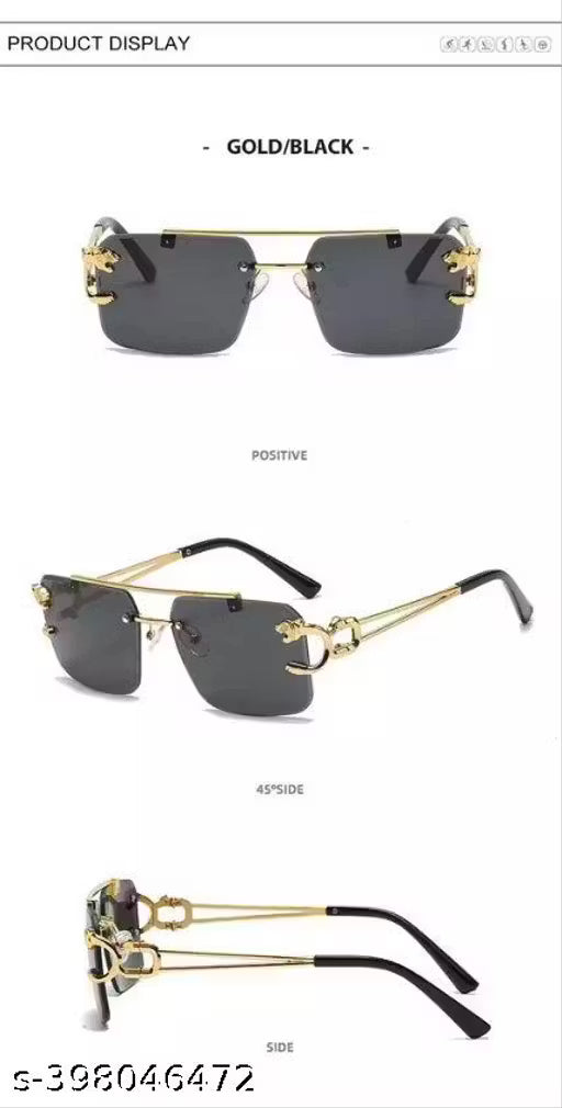 Luxury Rimless Polarized Sunglasses for Men & Women – UV400 Protection, Gold Metal Frame