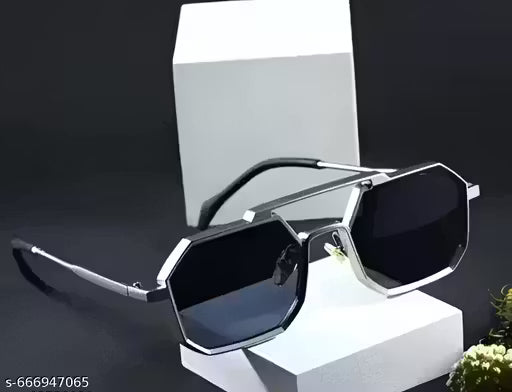 Geometric Polarized Sunglasses for Men & Women – UV400 Protection, Lightweight Metal Frame