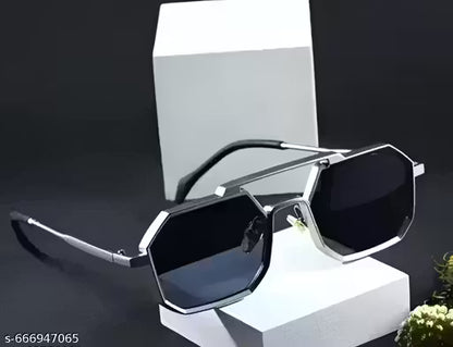 Geometric Polarized Sunglasses for Men & Women – UV400 Protection, Lightweight Metal Frame