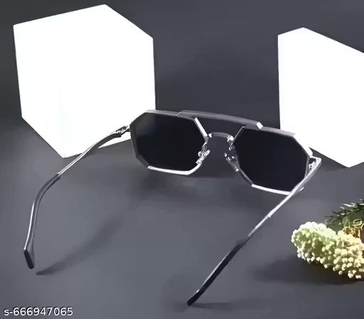 Geometric Polarized Sunglasses for Men & Women – UV400 Protection, Lightweight Metal Frame