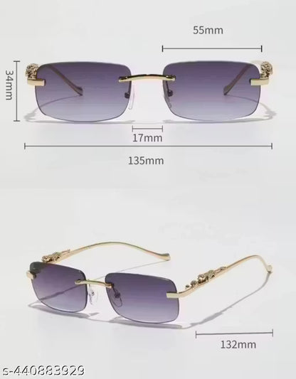 Luxury Rimless Gradient Sunglasses for Men & Women – UV400 Protection, Gold Metal Frame
